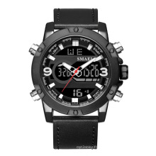 SMAEL 1320 Men Quartz+Digital Movement Watch Fashion Casual Leather Band Business Watch Alarm Date